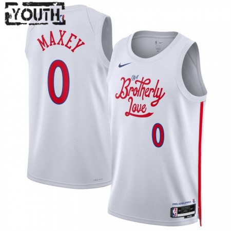 Camiseta Niños NBA Philadelphia 76ers Tyrese Maxey 0 2022-23 Nike City Edition Blanco Swingman